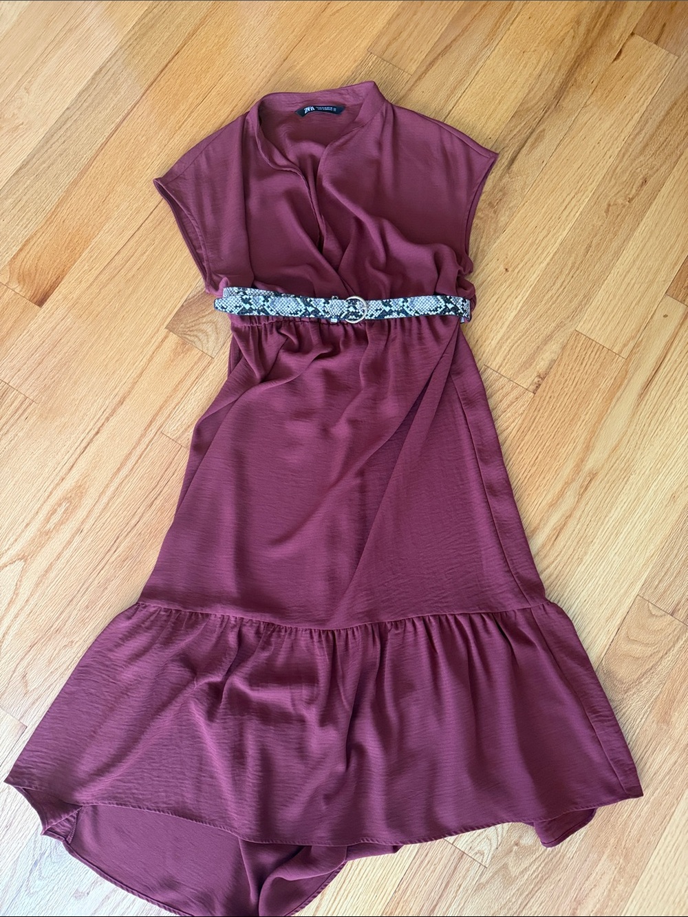 Zara Burgundy High-Low Midi Dress